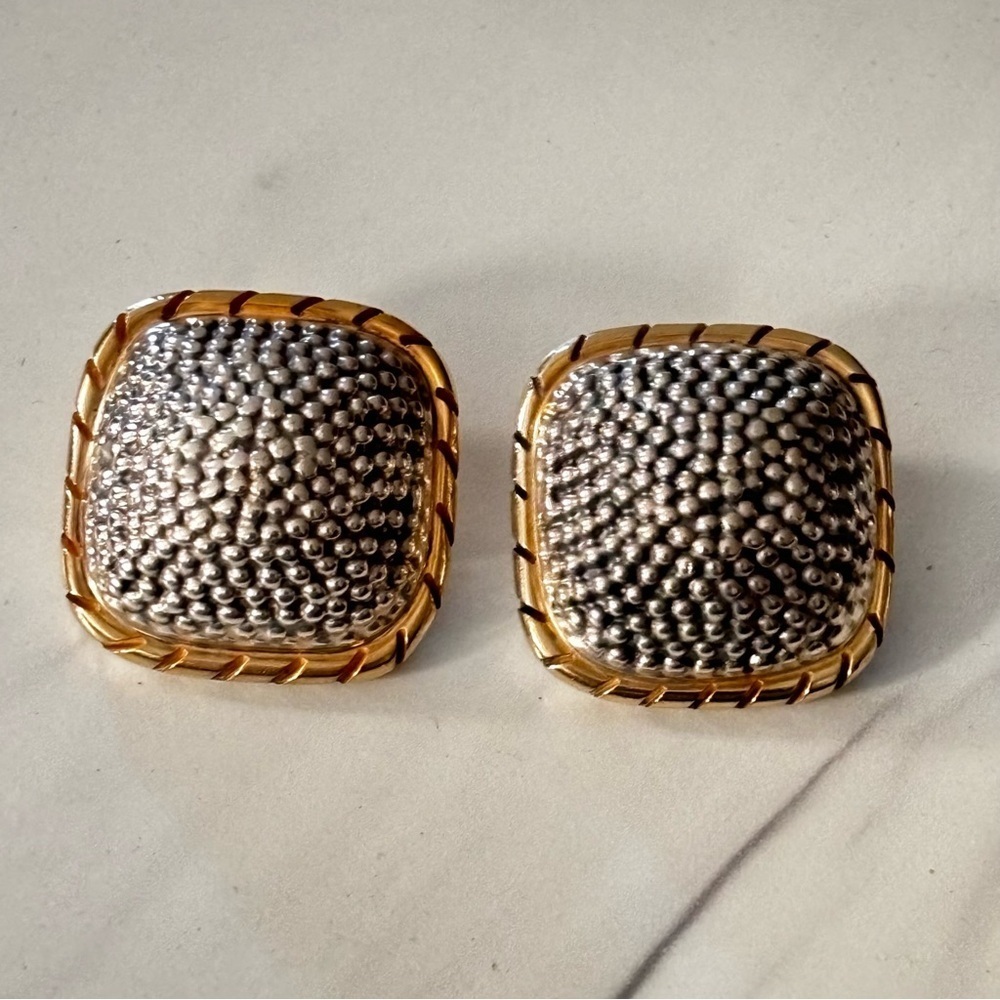 Vaubel sterling silver and gold plate clip on earrings 1996 signed